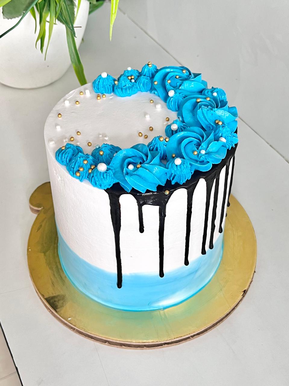Blue cascade cake